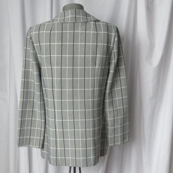 Retro Plaid Grey 1970s Vintage Paris Star Blazer - Picture 4 of 8